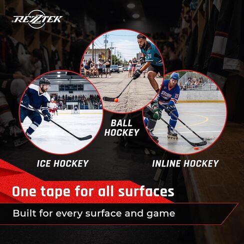 Rezztek Black Hockey Stick Tape, 1" x 25 yd – Blade Hockey Grip Tape, Stick Protection & Performance – Easy to Tear – 3 Rolls in Kuwait