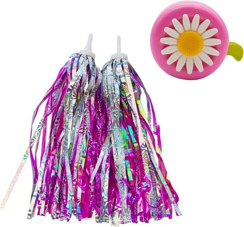 Bike Tassels for Girls, 3-Piece Bike Streamers Set with Two Fringes and One Bell, Handlebar Streamers for Bicycle, Streamers for Bike Tassels for Bike Handlebars, Bicycle Streamers for Girls in Kuwait