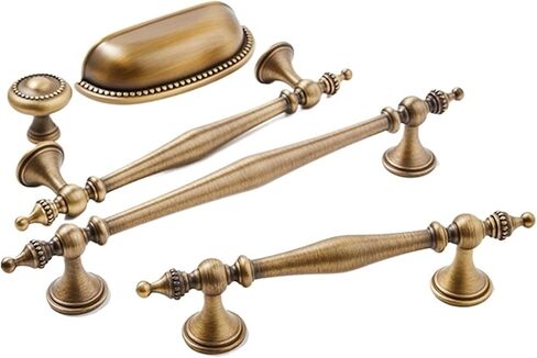 Retro Solid Antique Brass Drawer Long Handle Creamy Style Cabinet Pull 1Pcs(7-L-151mm-Antique) in Kuwait