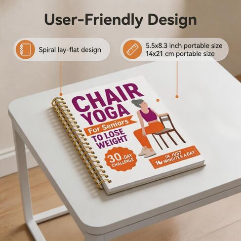 30-Day Chair Yoga Guide Book for Beginners, Posture Training，60 Workouts for Weight Loss & Flexibility, The Spiral Fitness Expert Manual， (5.5x8.3 Inch,) in Kuwait