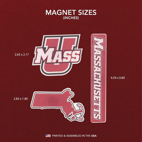 مغناطيس أكريليك من جامعة صبار الصحراء في ماساتشوستس، 3 عبوات من تصميم UMass Amherst الزخرفي مرخص رسميًا (مجموعة المغناطيس A) in Kuwait
