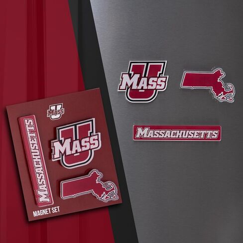 مغناطيس أكريليك من جامعة صبار الصحراء في ماساتشوستس، 3 عبوات من تصميم UMass Amherst الزخرفي مرخص رسميًا (مجموعة المغناطيس A) in Kuwait