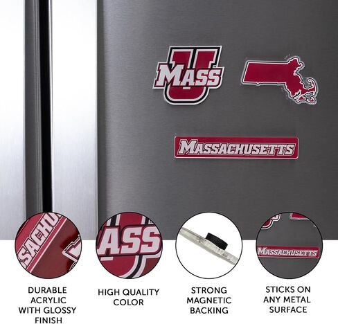 مغناطيس أكريليك من جامعة صبار الصحراء في ماساتشوستس، 3 عبوات من تصميم UMass Amherst الزخرفي مرخص رسميًا (مجموعة المغناطيس A) in Kuwait