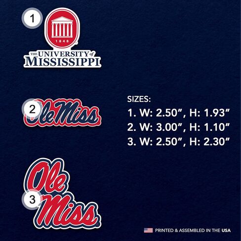 مغناطيس أكريليك من جامعة صبار الصحراء ميسيسيبي، 3 عبوات من تصميم Ole Miss Rebels الزخرفي مرخص رسميًا (مجموعة المغناطيس A) in Kuwait