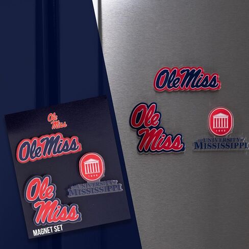 مغناطيس أكريليك من جامعة صبار الصحراء ميسيسيبي، 3 عبوات من تصميم Ole Miss Rebels الزخرفي مرخص رسميًا (مجموعة المغناطيس A) in Kuwait
