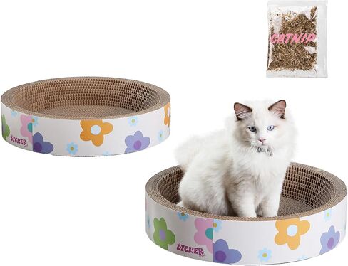 CSR1001A-SET2 Daisy 18.13 "CARTBOARD BOWN CAT SCRECKER مع Catnip ، أبيض/متعدد (مجموعة من 2) in Kuwait