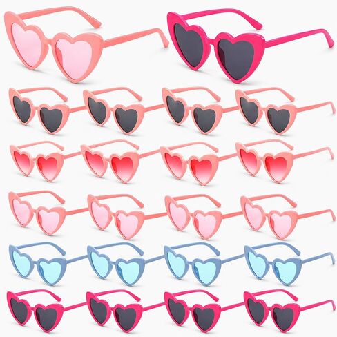 KatchOn, Multicolor Valentine Heart Glasses - 12 Pcs, No DIY | Valentines Glasses for Valentines Day Decorations | Valentines Day Party Favors | Galentines Day Decorations | Valentines Decorations in Saudi Arabia