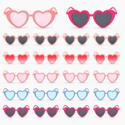 KatchOn, Multicolor Valentine Heart Glasses - 12 Pcs, No DIY | Valentines Glasses for Valentines Day Decorations | Valentines Day Party Favors | Galentines Day Decorations | Valentines Decorations in Saudi Arabia