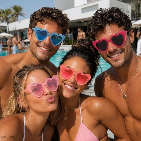 KatchOn, Multicolor Valentine Heart Glasses - 12 Pcs, No DIY | Valentines Glasses for Valentines Day Decorations | Valentines Day Party Favors | Galentines Day Decorations | Valentines Decorations in Saudi Arabia