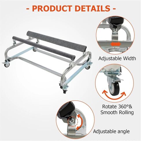 1000 Lbs Watercraft Dolly Jet Ski Storage Stand 34"x48" for Sea-Doo Yamaha | Boat dolly w/ 4 rugged casters, Metal,Silver,Assembly required, For Sailboat Vehicle Cart Transporter, Fishing Dock Slipway in Kuwait
