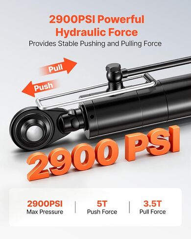 VEVOR Hydraulic Top Link Cat. 2-2 (11 in Stroke, 22-7/16 in to 33-7/16 in), Max 2900PSI Hydraulic Cylinder with 2 Hoses & G3/8" Check Valves for Tractors in Kuwait