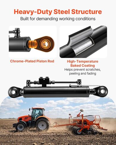 VEVOR Hydraulic Top Link Cat. 2-2 (11 in Stroke, 22-7/16 in to 33-7/16 in), Max 2900PSI Hydraulic Cylinder with 2 Hoses & G3/8" Check Valves for Tractors in Kuwait