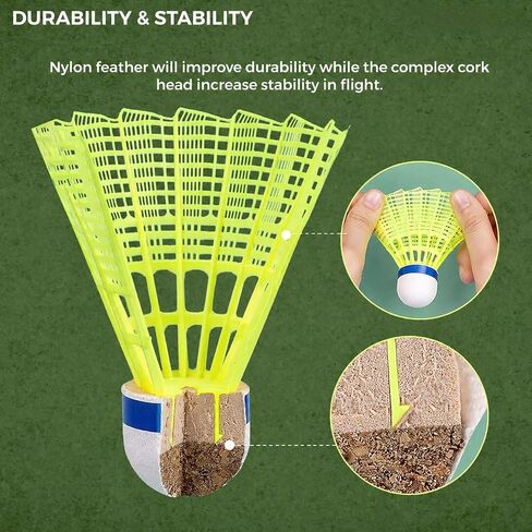 Badminton Birdies,Nylon Badminton Shuttlecocks with Stability Durability for Batting Practice Training,High-Speed Shuttlecock,12 Pack Durable Shuttle Balls for Indoor and Outdoor Sports Matches in Saudi Arabia