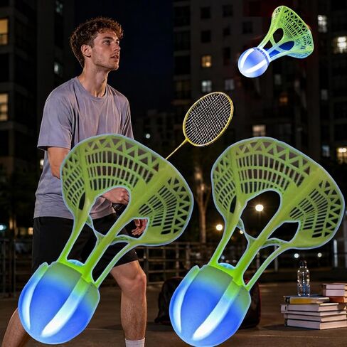 2pcs Glow in The Dark Badminton Birdies, Wind-Breaking Luminous Badminton Shuttlecock for Indoor Outdoor Sports,7 * 8cm in Kuwait