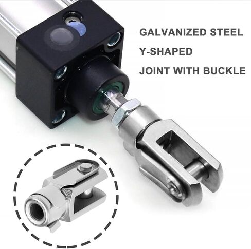 2Pcs M8x1.25 Thread 42mm Length Air Cylinder Rod Clevis End Clevis Fork End Yoke Joint with Spring Pin Steel Zinc Plated Y Connector for Electronic Automatic Equipment in Kuwait