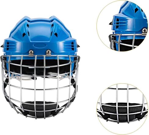 Qianly Ice Hockey Helmet Headgear with Breathable EVA Padding Lightweight Shell Suitable for Training Football Roller Skating, Blue, 58cm to 68cm in Kuwait