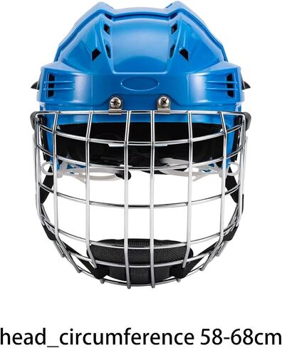 Qianly Ice Hockey Helmet Headgear with Breathable EVA Padding Lightweight Shell Suitable for Training Football Roller Skating, Blue, 58cm to 68cm in Kuwait
