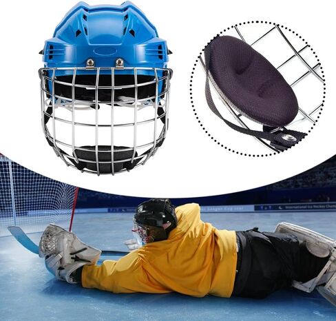 Qianly Ice Hockey Helmet Headgear with Breathable EVA Padding Lightweight Shell Suitable for Training Football Roller Skating, Blue, 58cm to 68cm in Kuwait