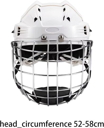 Qianly Ice Hockey Helmet Headgear with Breathable EVA Padding Lightweight Shell Suitable for Training Football Roller Skating, White, 52cm to 58cm in Kuwait