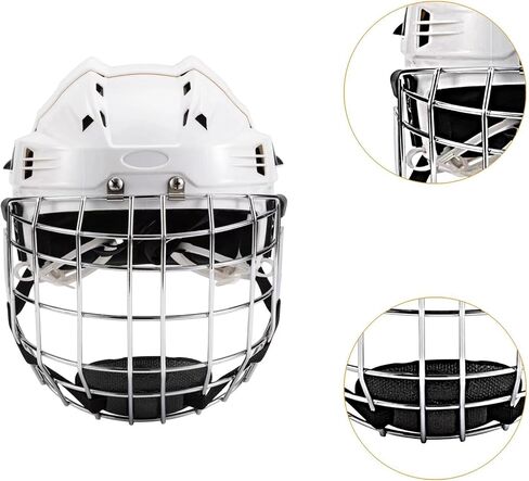 Qianly Ice Hockey Helmet Headgear with Breathable EVA Padding Lightweight Shell Suitable for Training Football Roller Skating, White, 52cm to 58cm in Kuwait