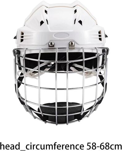 Qianly Ice Hockey Helmet Headgear with Breathable EVA Padding Lightweight Shell Suitable for Training Football Roller Skating, White, 58cm to 68cm in Kuwait