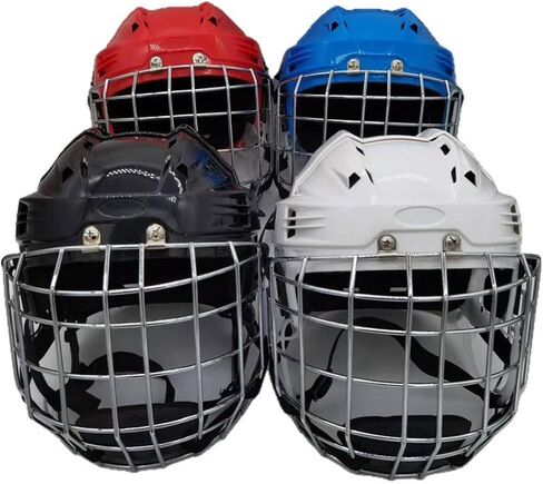 Qianly Ice Hockey Helmet Headgear with Breathable EVA Padding Lightweight Shell Suitable for Training Football Roller Skating, White, 58cm to 68cm in Kuwait