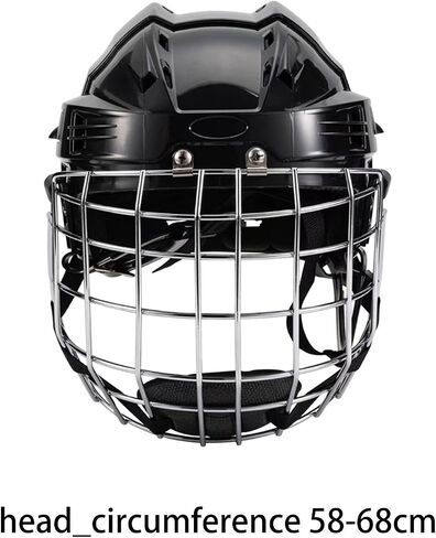 Qianly Ice Hockey Helmet Headgear with Breathable EVA Padding Lightweight Shell Suitable for Training Football Roller Skating, Black, 58cm to 68cm in Kuwait