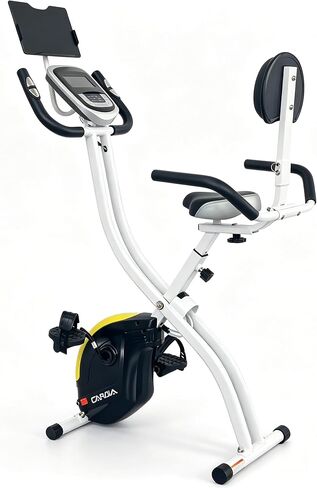 Folding Exercise Bike, Foldable Upright Stationary Bike, Indoor Cycling Magnetic X-Bike with 16-Level Electronic Resistance, Back Support Cushion for Home Gym in Kuwait