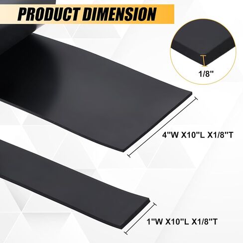 Black Neoprene Rubber Sheet 1" x 10" x 1/8" Thick – Solid Rubber for DIY Gasket, Seal, Weather Stripping, Padding, Flooring, Craft Projects in Kuwait