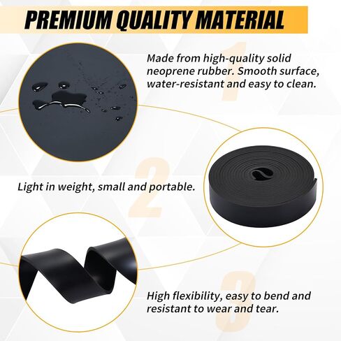 Black Neoprene Rubber Sheet 1" x 10" x 1/8" Thick – Solid Rubber for DIY Gasket, Seal, Weather Stripping, Padding, Flooring, Craft Projects in Kuwait