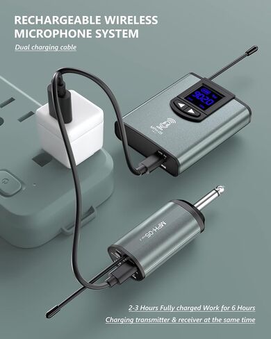 ttstar Wireless Microphone System Headset/Stand/Lavalier Mic with Rechargeable Bodypack Transmitter Receiver for PA Speaker, Camera, Recording, Teaching, Church (1T1R-Steel) in Kuwait