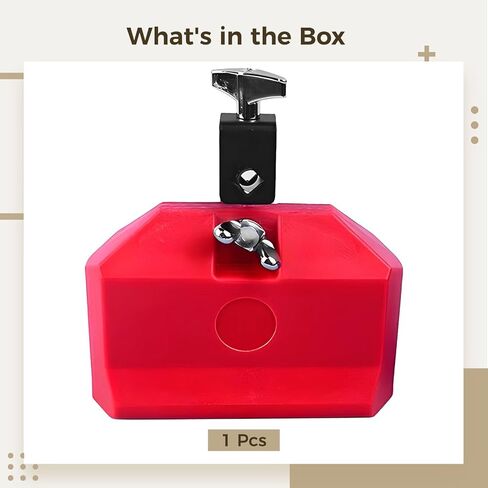 Red Plastic Cowbell for Drum Set, Percussion Accessory with Adjustable Clamp, Dependable Jam Block for Drum Kit, Thoughtful Gift for Musicians and Music Teachers in Kuwait