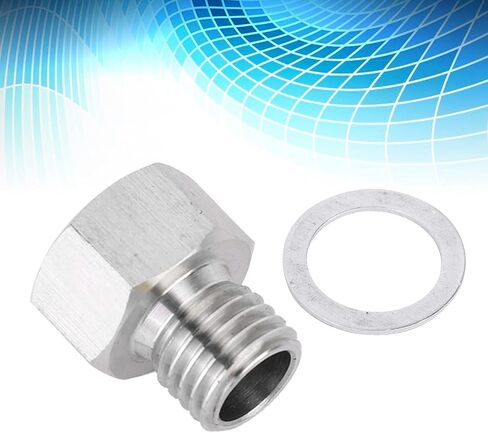 محول تركيب NPT 1/8 بوصة أنثى إلى متري M12 x 1.5 ذكر، مخفض خيط سبائك الألومنيوم مع غسالة لتوصيل أنابيب خرطوم الهواء in Kuwait