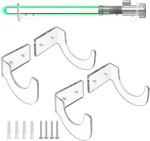 حامل تثبيت على الحائط من Lightsaber - دعامة حائط على شكل سيف أكريليك 5 مم، شاشة عرض سيفية ضوئية أفقية (مجموعتان) in Kuwait