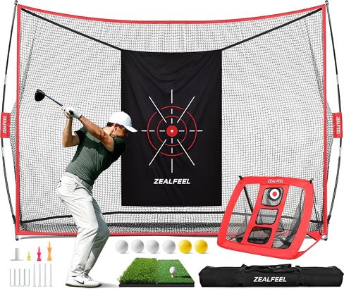 Golf Simulator Enclosure, 11x8FT Golf Net with HD Impact Screen & Side Barriers – Dual-Layer Impact Screen, Foam-Padded Frame, Indoor Cage Net for Home Garage Studio in Kuwait