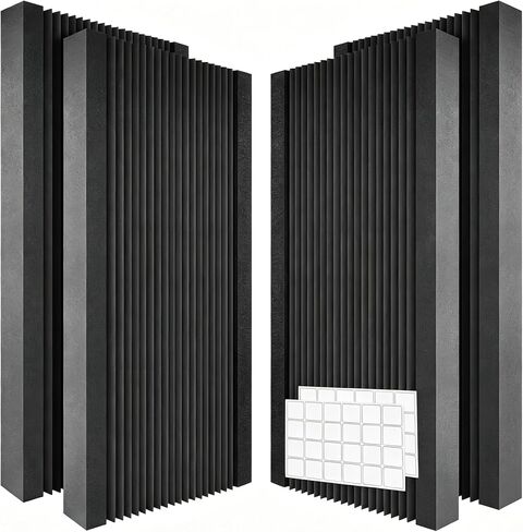 4 Pack Thick Acoustic Foam Panels 48" x 24" x 2" High-Density Soundproof Foam Wall Panels Ceiling Acoustic Quick-Recovery Noise Dampening for Home Office, Recording Room, Studio in Kuwait