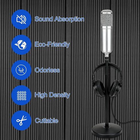 4 Pack Thick Acoustic Foam Panels 48" x 24" x 2" High-Density Soundproof Foam Wall Panels Ceiling Acoustic Quick-Recovery Noise Dampening for Home Office, Recording Room, Studio in Kuwait