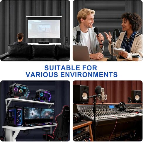 4 Pack Thick Acoustic Foam Panels 48" x 24" x 2" High-Density Soundproof Foam Wall Panels Ceiling Acoustic Quick-Recovery Noise Dampening for Home Office, Recording Room, Studio in Kuwait