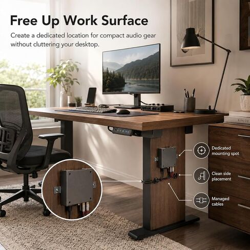 SplashNColor Under Desk Mount Compatible with Schiit Magni, Modi, and Loki Mini – Clear Desktop Audio Setup | Screw-Mounted Holder | Cable-Friendly Workstation Organizer in Kuwait