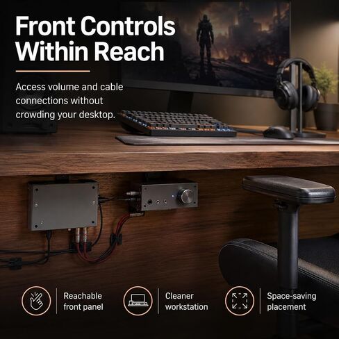 SplashNColor Under Desk Mount Compatible with Schiit Magni, Modi, and Loki Mini – Clear Desktop Audio Setup | Screw-Mounted Holder | Cable-Friendly Workstation Organizer in Kuwait