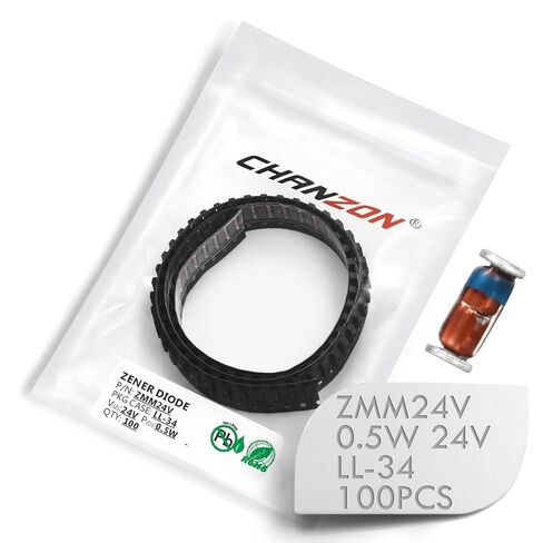 (حزمة من 100 قطعة) Chanzon SMD Zener Diode 0.5W 24V ZMM24V ZMM24 LL-34 (SOD-80 MiniMELF / 1206) 0.5 وات 24 فولت صمامات زينر زجاجية من السيليكون in Kuwait