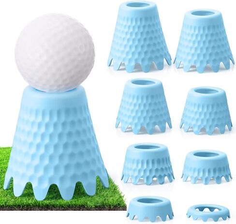 Foilswirl Golf Tees Set, 8 Pcs Plastic Golf Simulator Tees with Consistent Height 1/4" to 2" Flexible for Indoor Simulator, Practice Mat, Driving Range in Kuwait