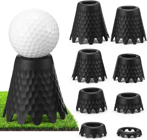 Foilswirl Golf Tees Set, 8 Pcs Plastic Golf Simulator Tees with Consistent Height 1/4" to 2" Flexible for Indoor Simulator, Practice Mat, Driving Range in Kuwait