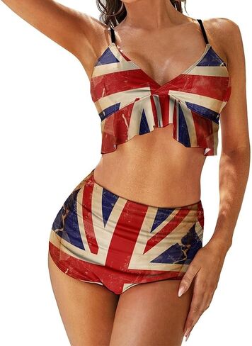 Jamaica Flag Women's Two Piece Bikini Sets V Neck Push Up Swimsuit High Waisted Tummy Control Bathing Suit in Kuwait
