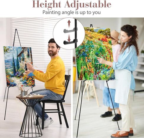 Azeam 63 "Stape Stand for Sign ، Easel المحمولة للطلاء ، سوداء سوداء سوداء الحامل شاشة حامل ملصق حامل قابلة للتعديل من أجل عرض حفل الزفاف الملصق 1 حزمة in Kuwait