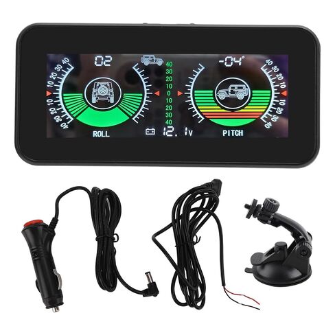 مقياس ميل السيارة في الوقت الحقيقي من AMONIDA، مقياس إمالة شاشة LCD ملونة عالية الدقة، عداد انحدار لوحة القيادة مع سهولة التدحرج والملعب، مثالي للقيادة على الطرق الوعرة، تيار مستمر 11.5 فولت إلى 30 فولت in Kuwait