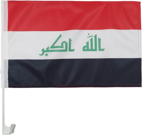 Iraq Car Flag 18'' x 12'' - Iraqi Car flags 30 x 45cm - Banner 18x12 INCHES PLASTIC STICK - AZ FLAG in Saudi Arabia