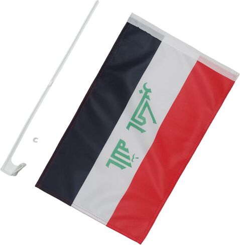 Iraq Car Flag 18'' x 12'' - Iraqi Car flags 30 x 45cm - Banner 18x12 INCHES PLASTIC STICK - AZ FLAG in Saudi Arabia