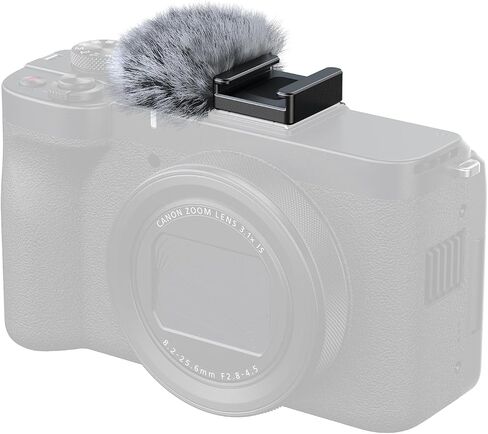 SMALLRIG PowerShot V1 Furry Windscreen, Cold Shoe Adapter with Wind Muff Windshield for Canon PowerShot V1, Wind Furry Noise-Reduction, Cold Shoe Mount Compatible with Fill Lights/Microphones - 5989 in Kuwait