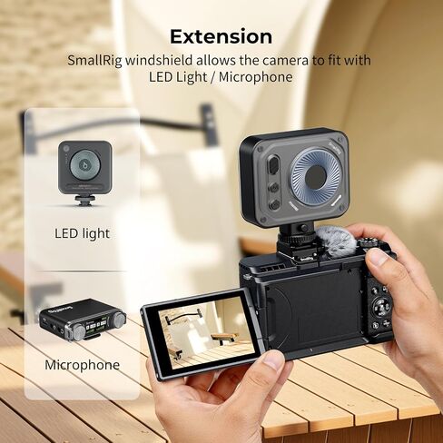 SMALLRIG PowerShot V1 Furry Windscreen, Cold Shoe Adapter with Wind Muff Windshield for Canon PowerShot V1, Wind Furry Noise-Reduction, Cold Shoe Mount Compatible with Fill Lights/Microphones - 5989 in Kuwait